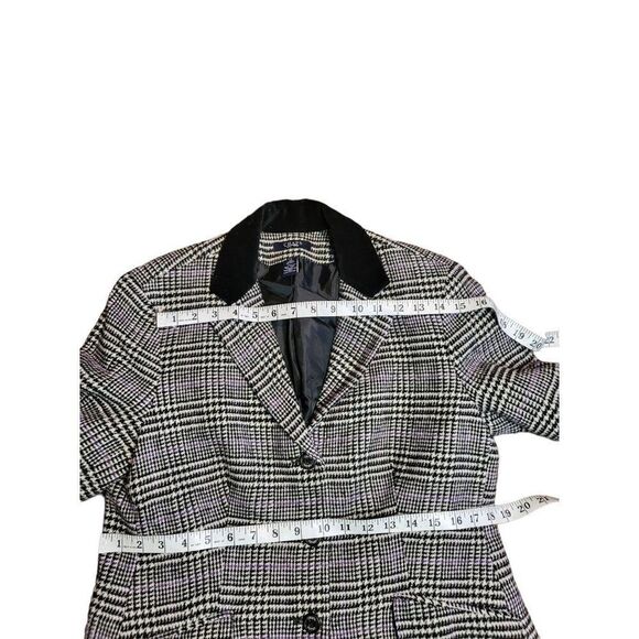 Chaps‎ Houndstooth Blazer Women Sz 12 Black And White 3 Button Long Sleeve - Picture 4 of 6